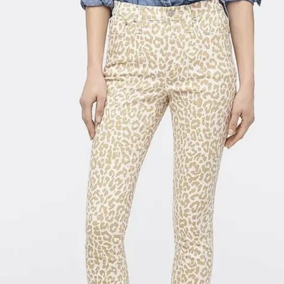 J. Crew 10" highest-rise toothpick jean in safari leopard - Picture 1 of 12